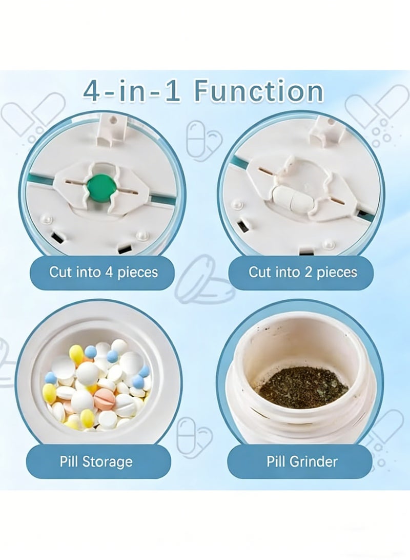 قارِم أقراص محمول 4 في 1 مع مطحنة ومُقسّم ومنظّم، يشمل فرشاة تنظيف سهلة، مطحنة وحافظة صغيرة للأقراص - Image 2